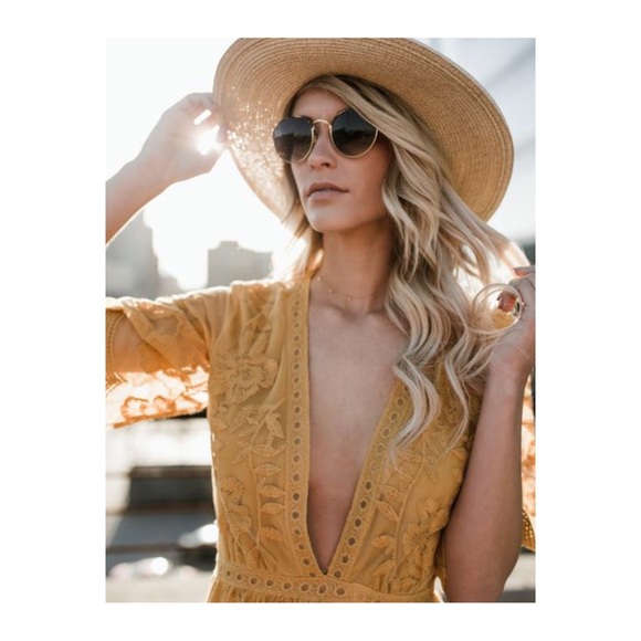 Chloe Yellow Embroidered Lace Romper - Picture 4 of 8