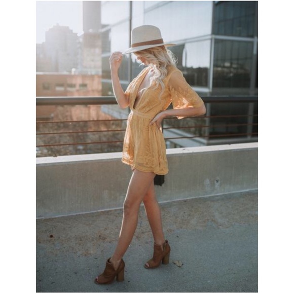 Chloe Yellow Embroidered Lace Romper - Picture 6 of 8