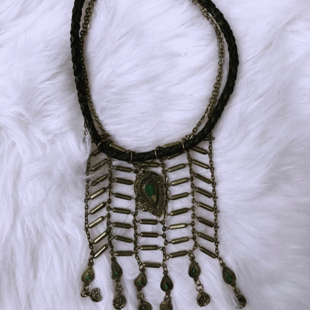 gold & turquoise chain layering choker