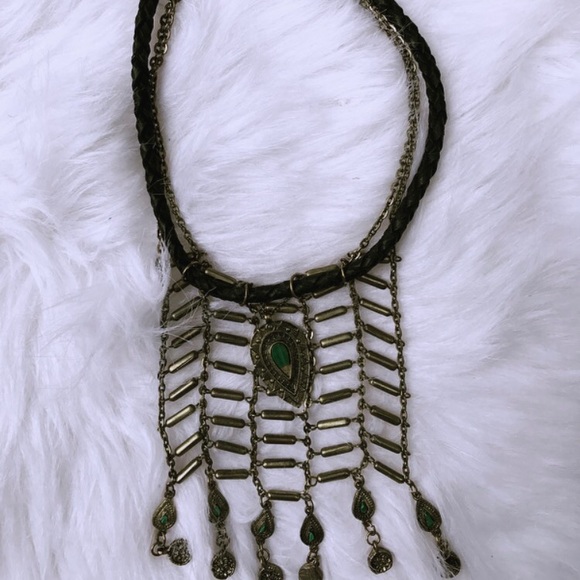 gold & turquoise chain layering choker - Picture 1 of 3