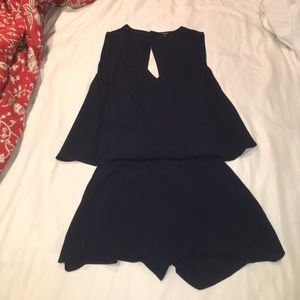 Navy blue open back romper