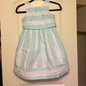 Janie and Jack aqua and white striped dress