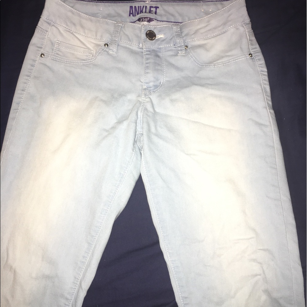 Long blue skinny jeans