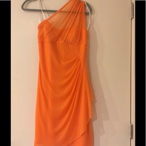 One Shoulder Short Dress with Illusion Neck