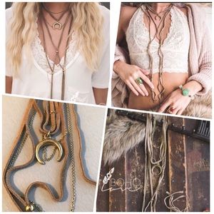 Bohemian Brown Suede Multilayered Necklace