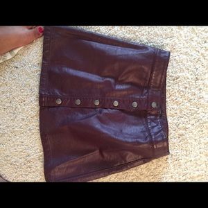 Burgundy faux leather skirt