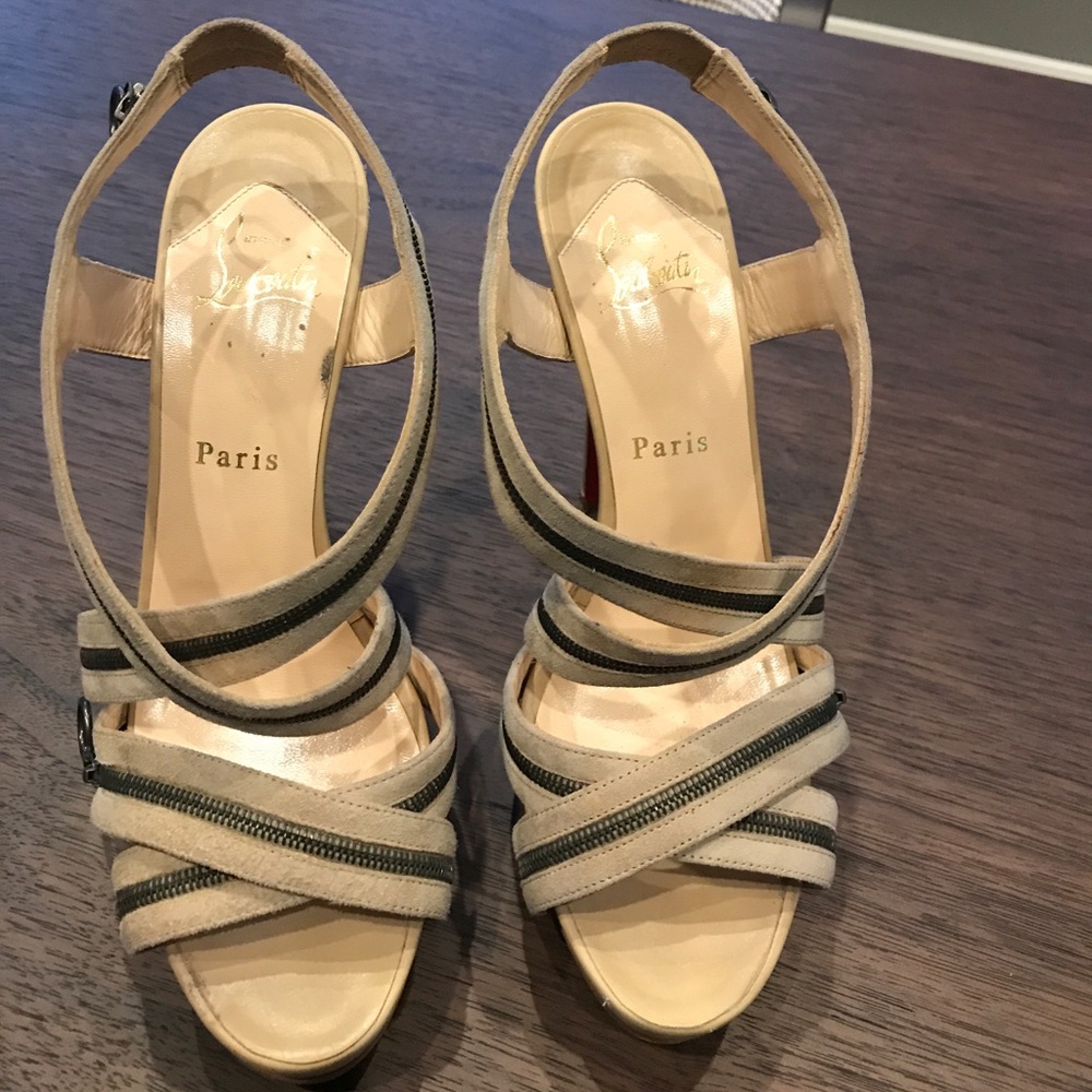 Louboutin Beige with back heel zipper