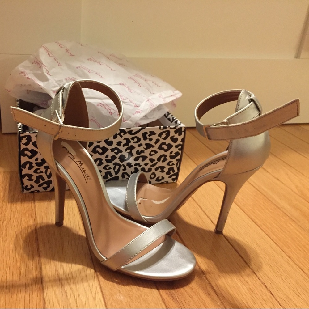 Silver Ankle Strap Heels