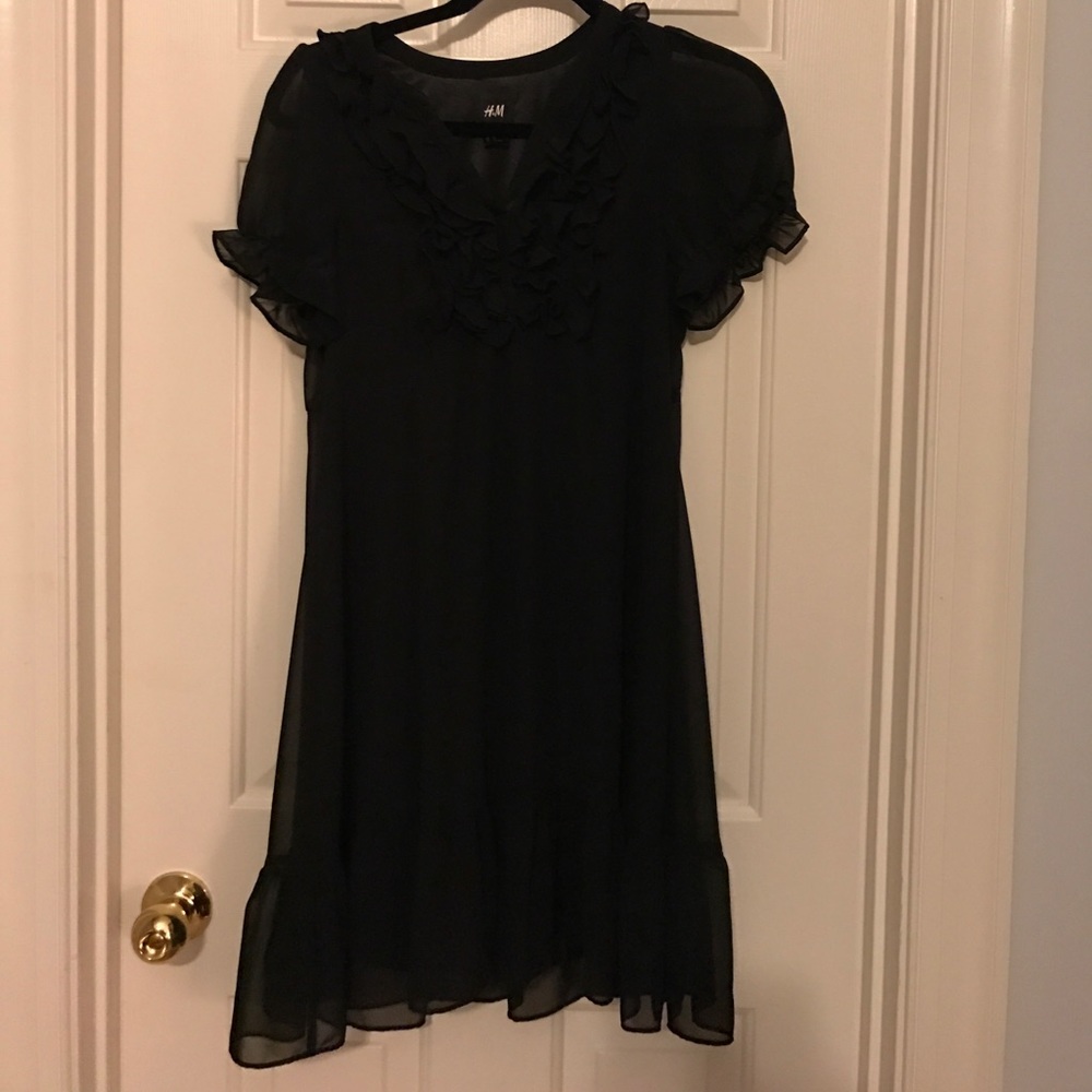 H&M black ruffle dress