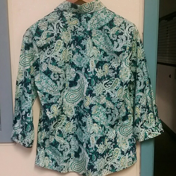 Lands' End Paisley Button-Up Shirt - Picture 4 of 5