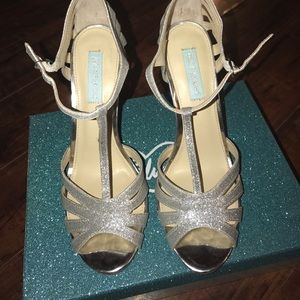 Betsey Johnson Silver Glitter Heels