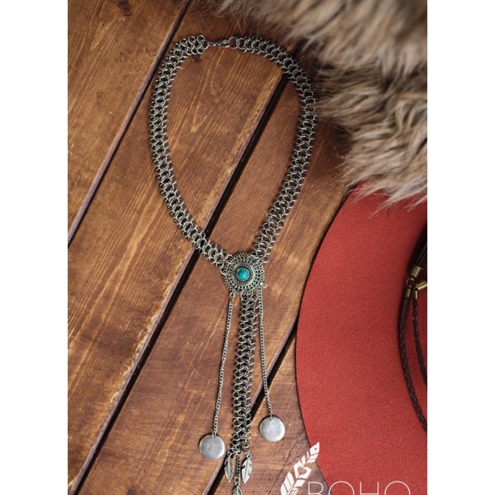 🌻Boho Love Medallion Necklace w Feather Charms 🌻 - Picture 5 of 5