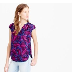 NWOT, J. Crew midnight floral silk top, size 6