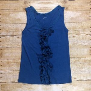 Blue LOFT ruffle tank top