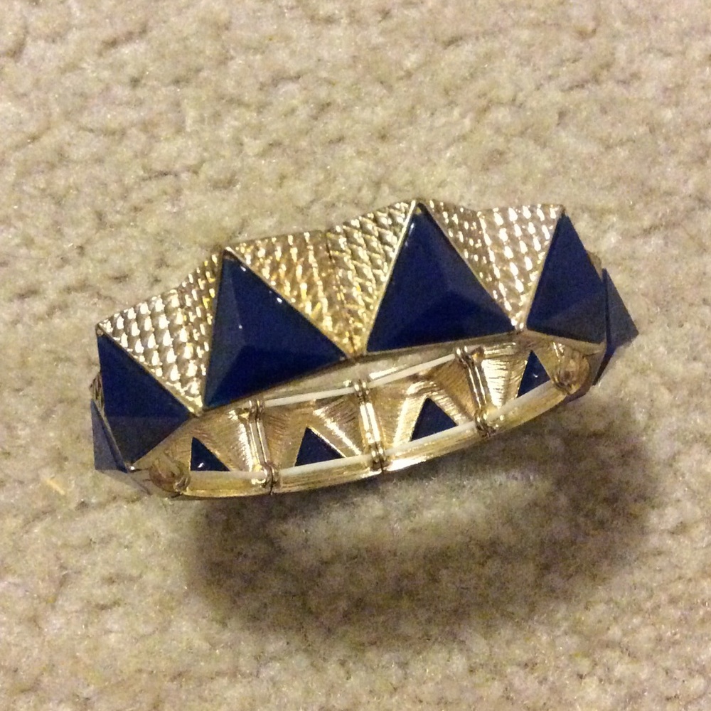 Gold and navy blue stretch bracelet