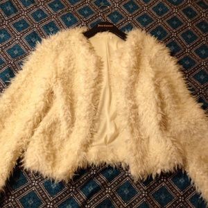 Glistening faux fur coat
