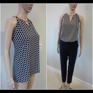 Polka Dot Blouse with a Golden Neck Detail