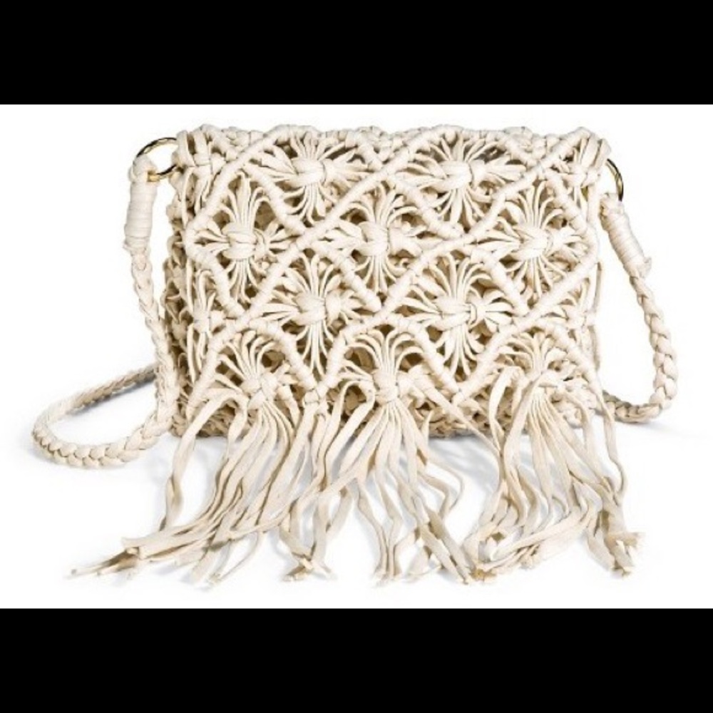 Cream/white crochet cross body purse
