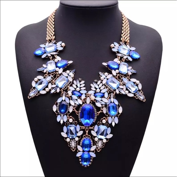 New blue ice fashion Crystal bib necklace - Picture 1 of 2