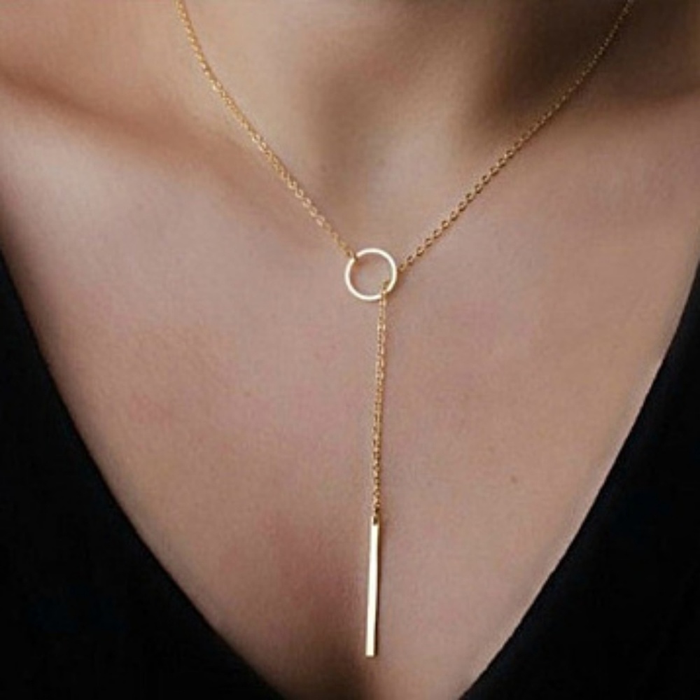 Delicate Gold Circle Y Necklace