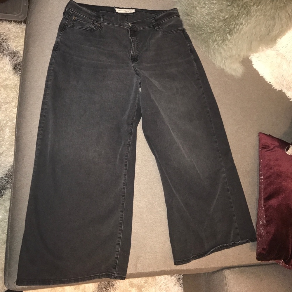 Gap Wide Leg Cropped Trousers High Rise 35R