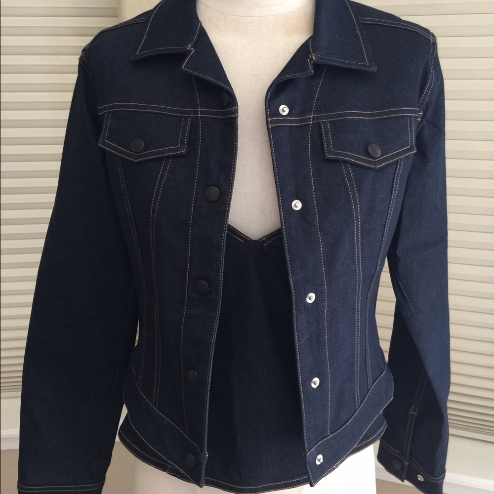 Tahari Dark Wash Stretch Denim Top & Jacket