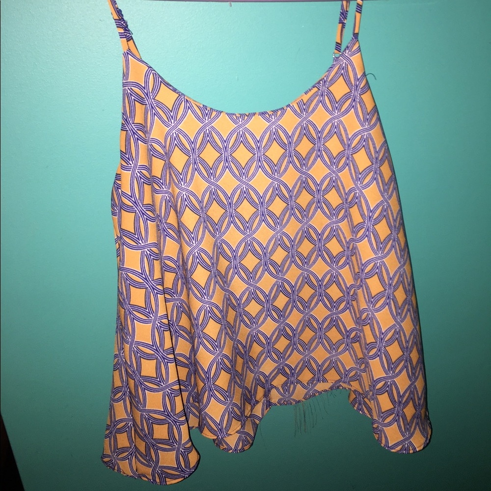 Oliviaceous Orange and Blue Patterned Tank