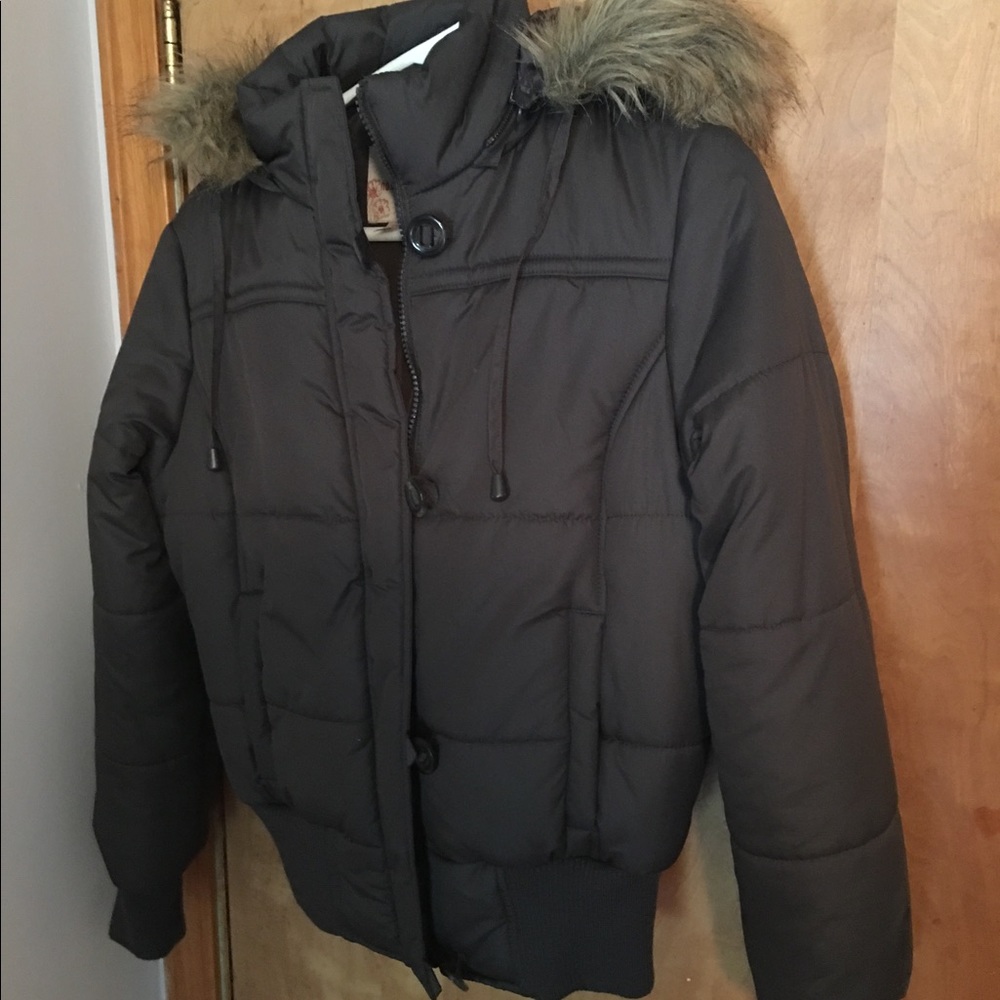 Brown puffer jacket
