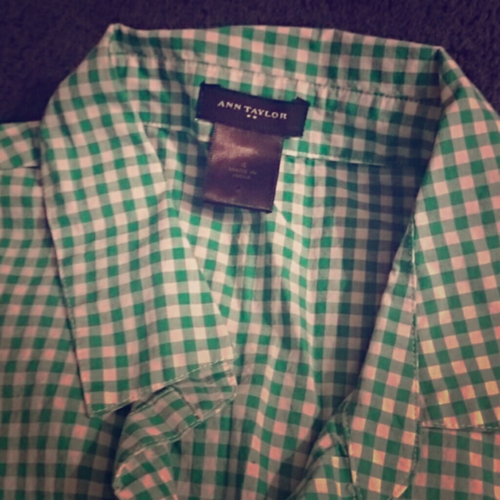 Ann Taylor Plaid Button Down Shirt