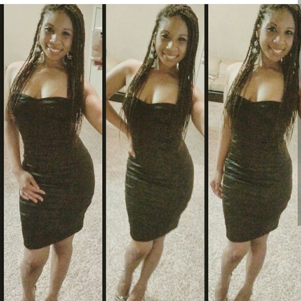 Black strapless cocktail dress