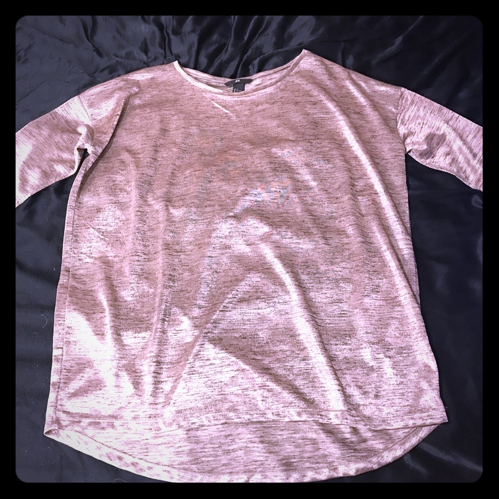 H&M Shiny Nude Quarter Sleeve Shirt L
