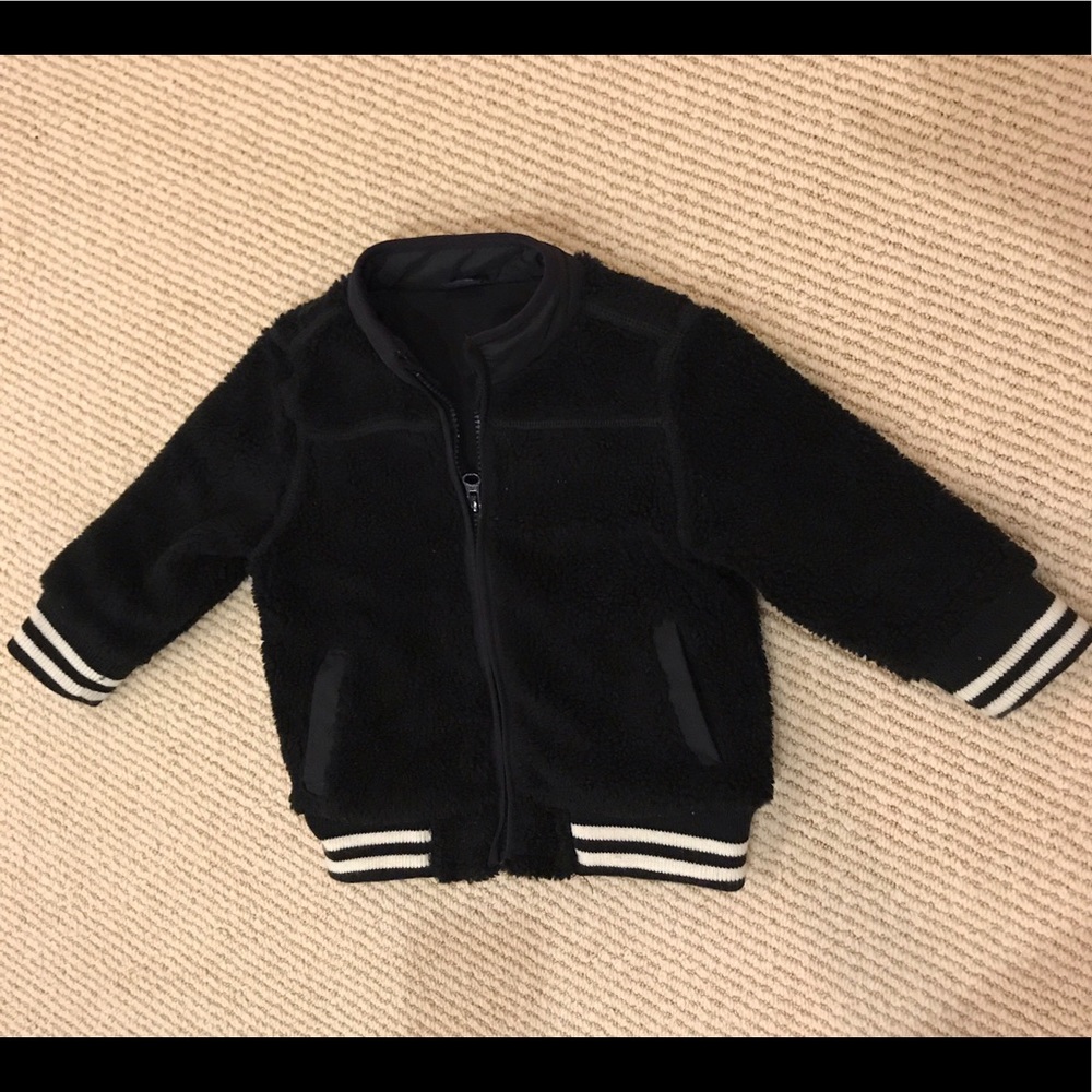 Baby GAP black shearling varsity jacket 18-24mos