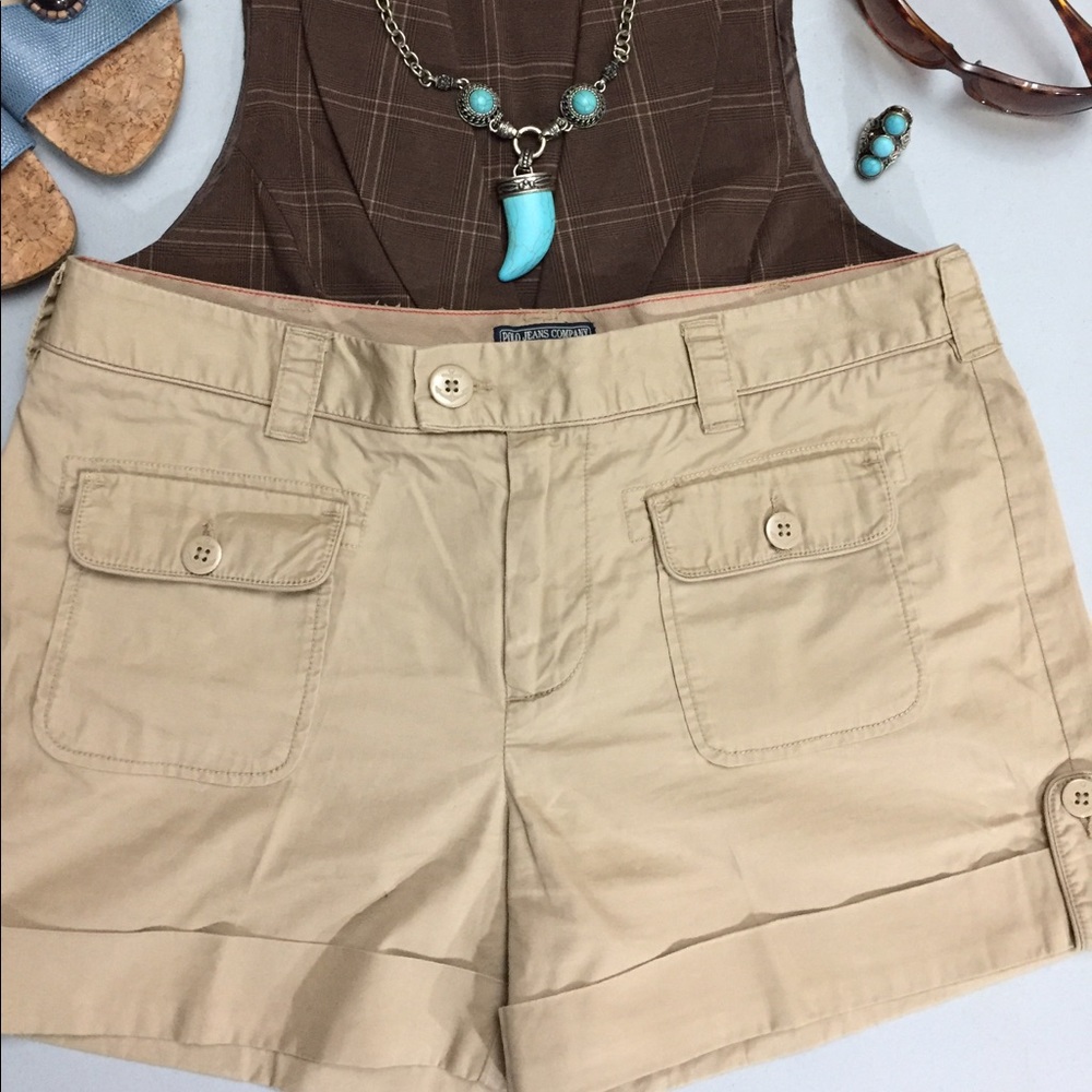Polo Jeans Company cuffed khaki cargo shorts