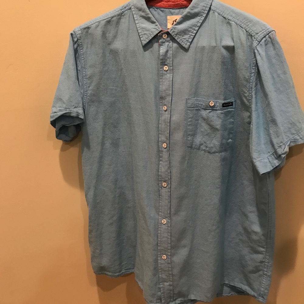 Blue short sleeve button down