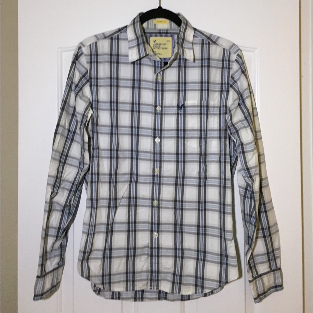 Long sleeve button down shirt.