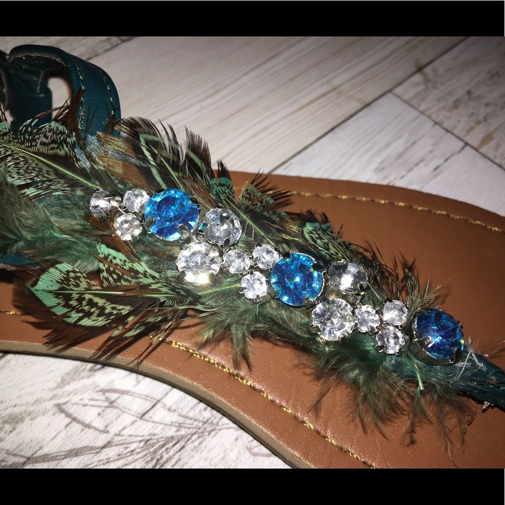 Feathers and rhinestone sandals