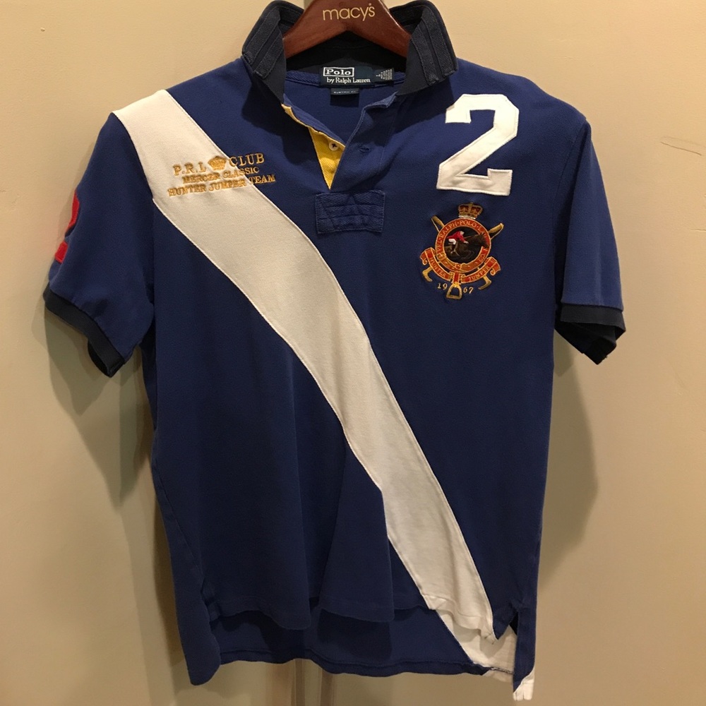 Blue Polo with White stripe