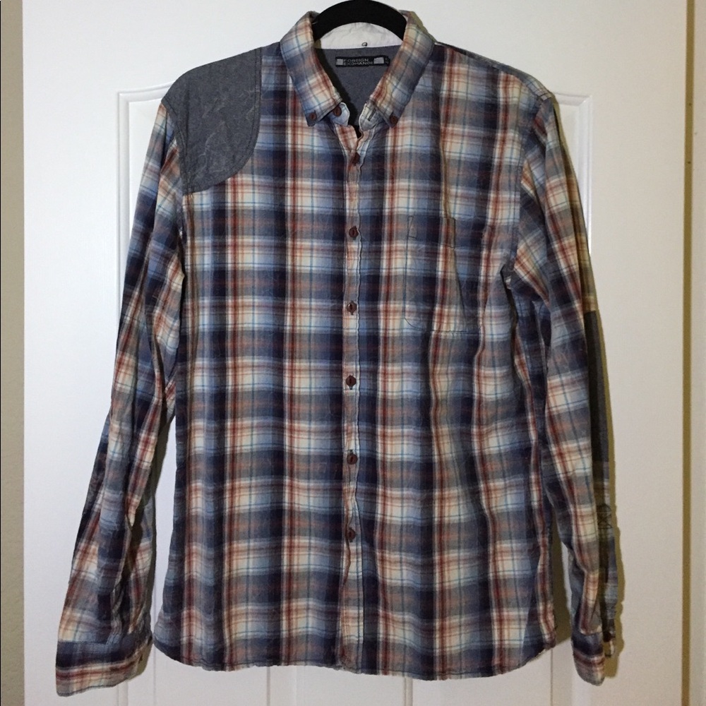 Distressed long sleeve button down