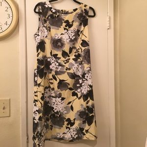 Yellow and Black with Gray Floral Dress