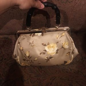 Satin Banana Republic Wooden Handle purse