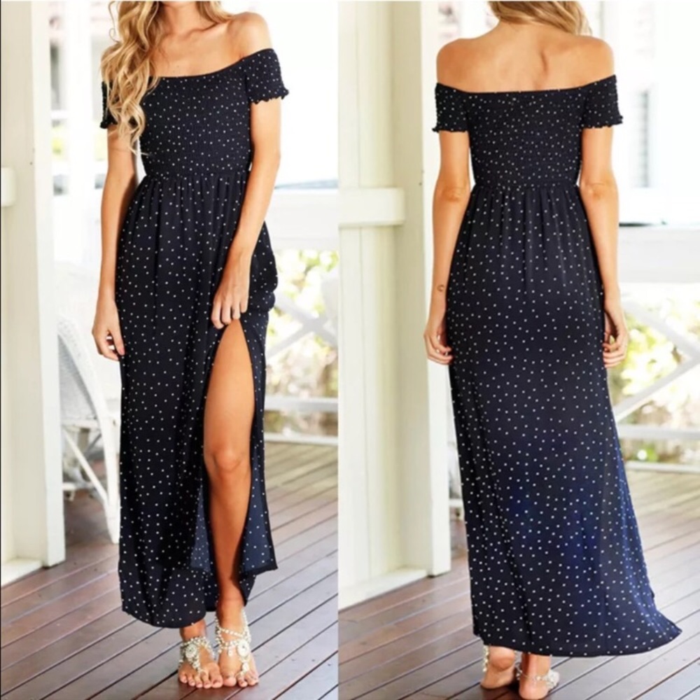 Blue polka dot Maxi dress
