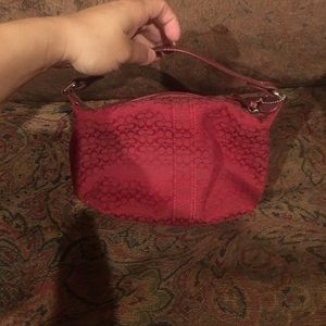 Red canvas Coach Purse