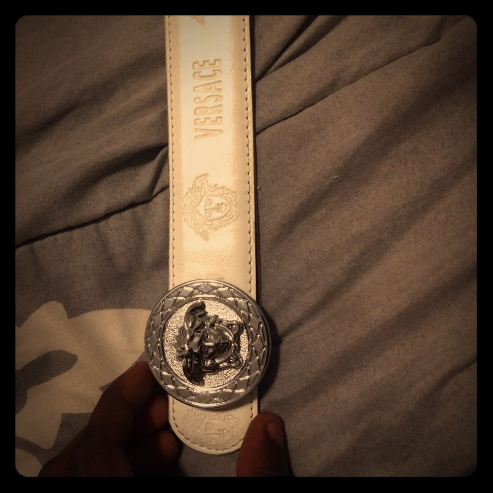 Versace belt (all white belt) silver head