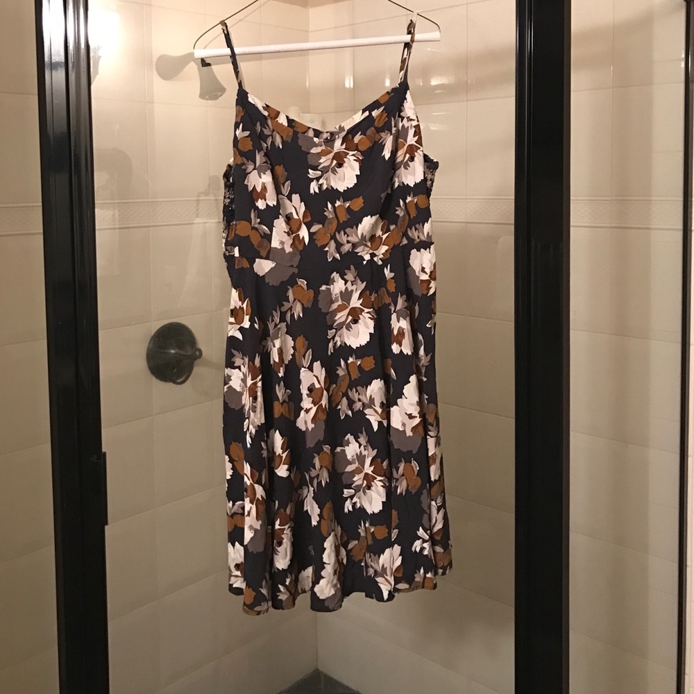 Gray Floral Dress with mustard and white flowers