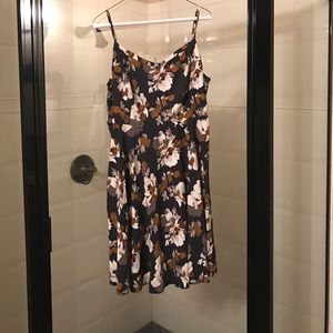 Gray Floral Dress with mustard and white flowers