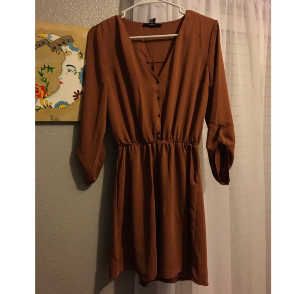 Caramel flowy dress