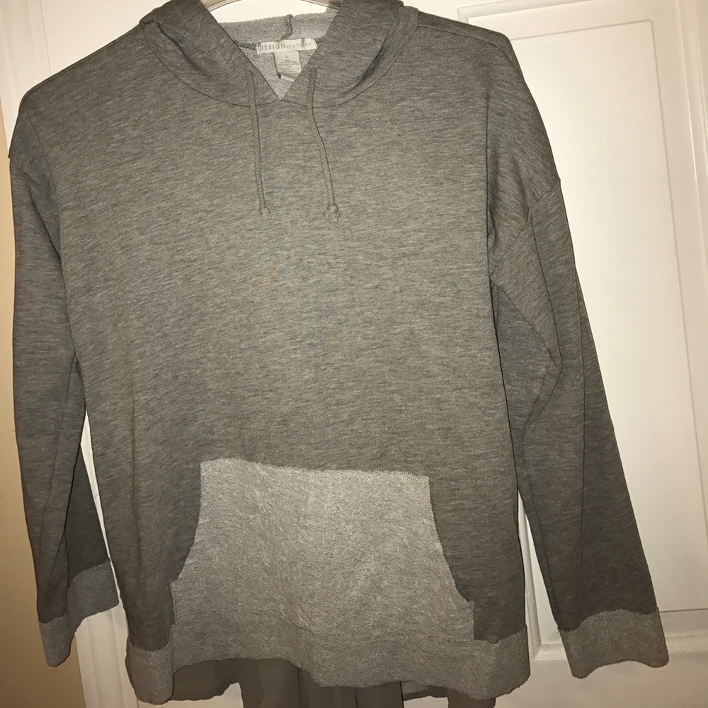 Gray sweater with chiffon back