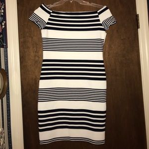 NWOT Navy Blue & White striped Fashion Union dress