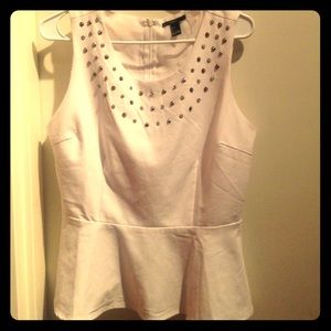 Studded, peplum blouse white