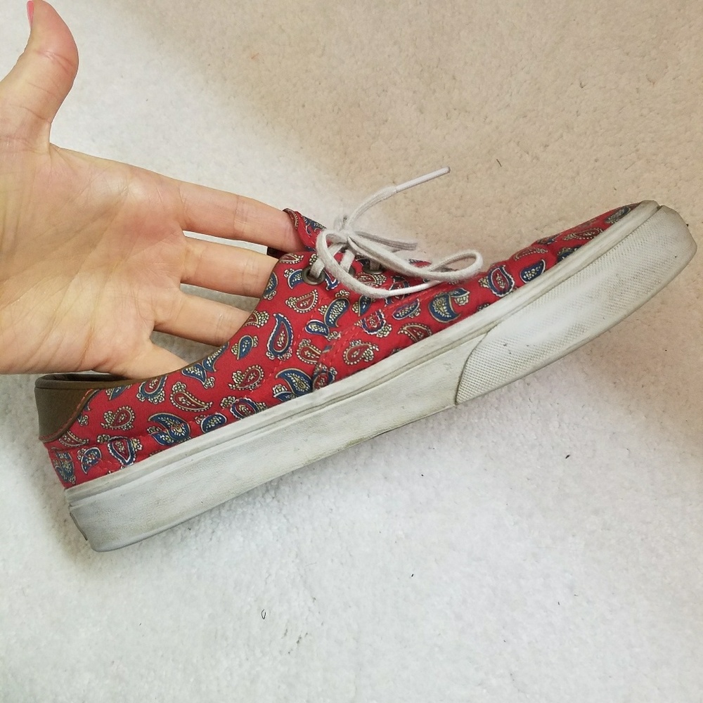 Red Paisley Vans with Leather accents